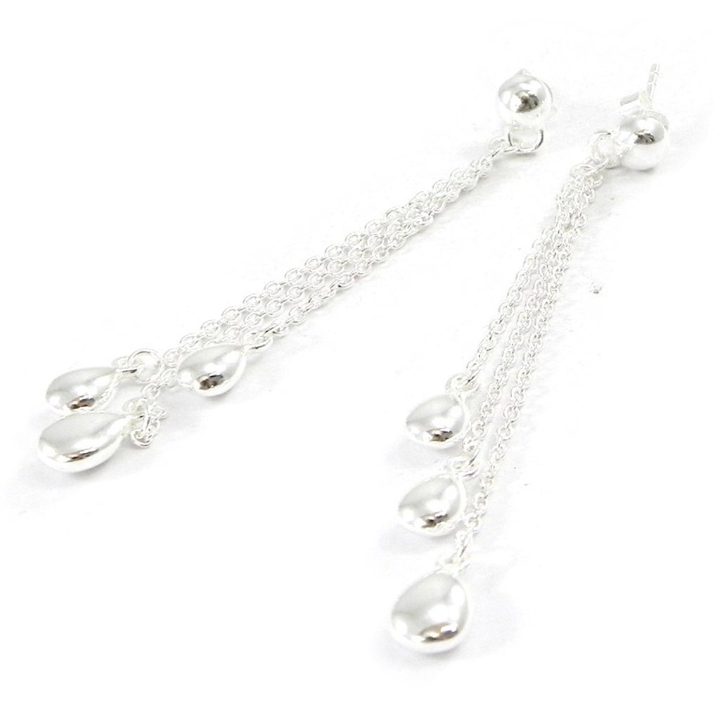 Boucles Argent \'Chorégraphie\' argenté - 4 cm - [G2092]