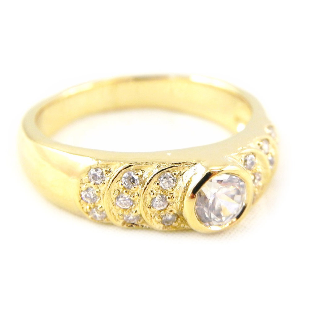 Bague Plaqué Or \'Déesse\' blanc doré - 6 mm - [H0366]