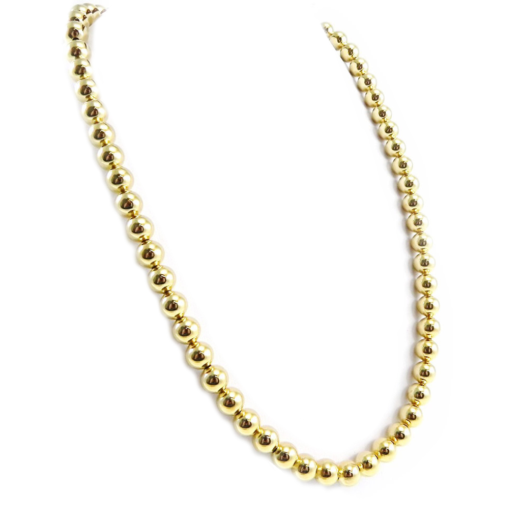 Collier Plaqué Or \'Billes\' doré - 50 cm 8 mm - [H0391]
