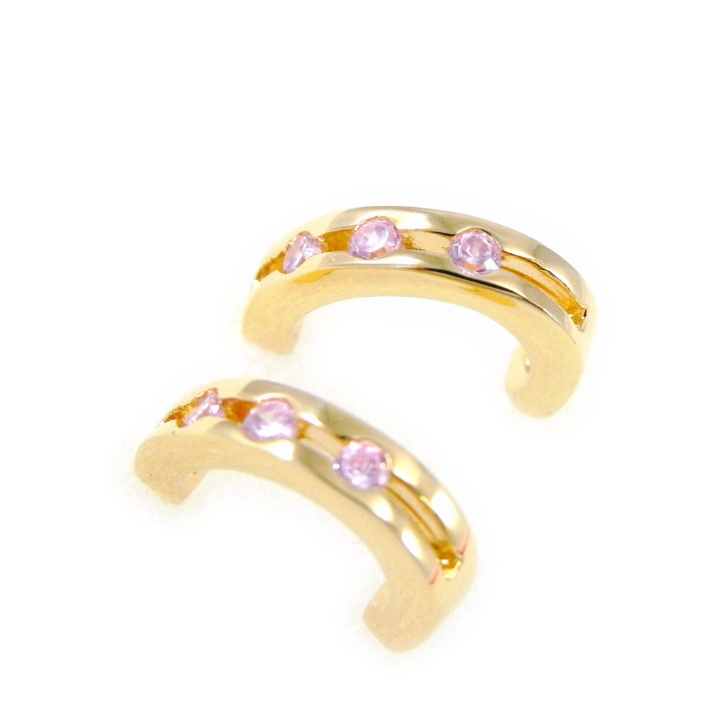 Demi-créoles Plaqué Or \'Déesse\' rose pâle doré - 15x4 mm - [H0420]