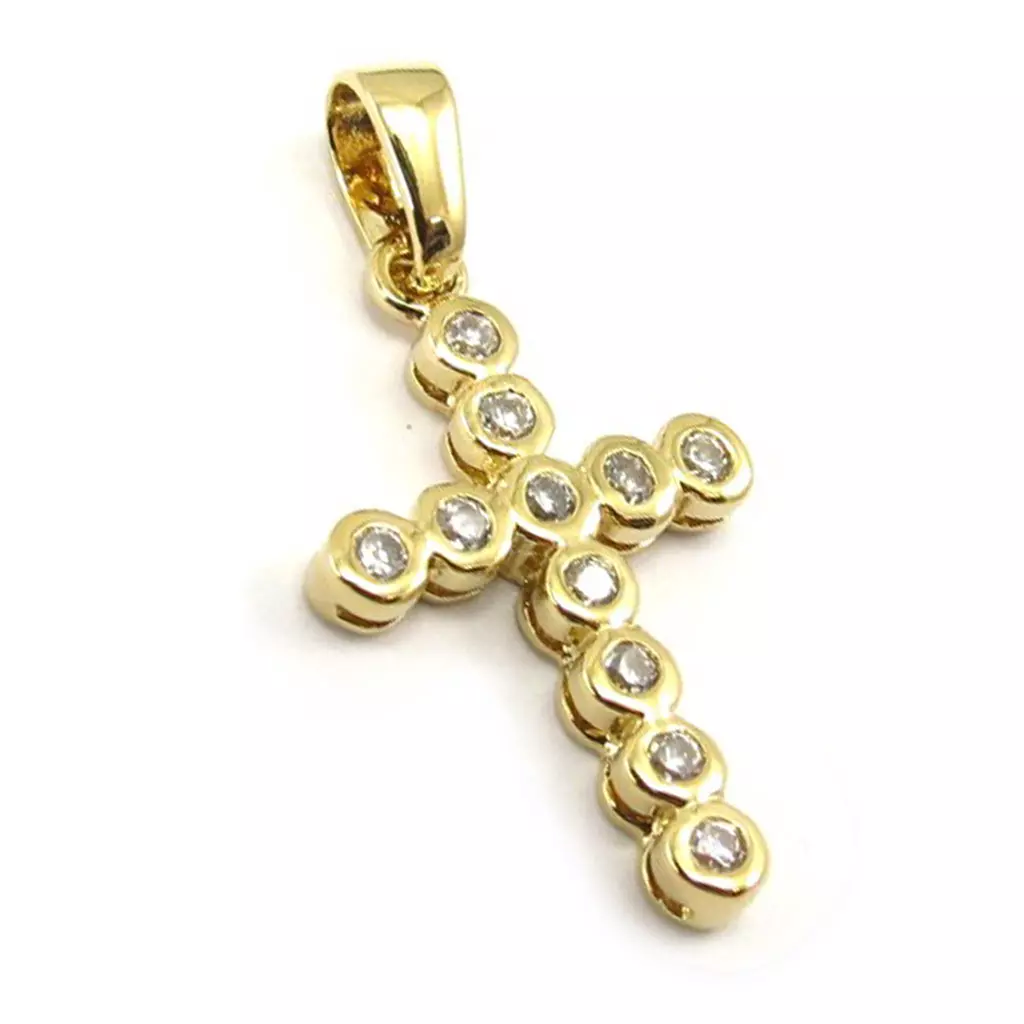 les trésors de lily Pendentif Plaqué Or 'Croix Pureté' Blanc doré 20x15 mm [K4619]