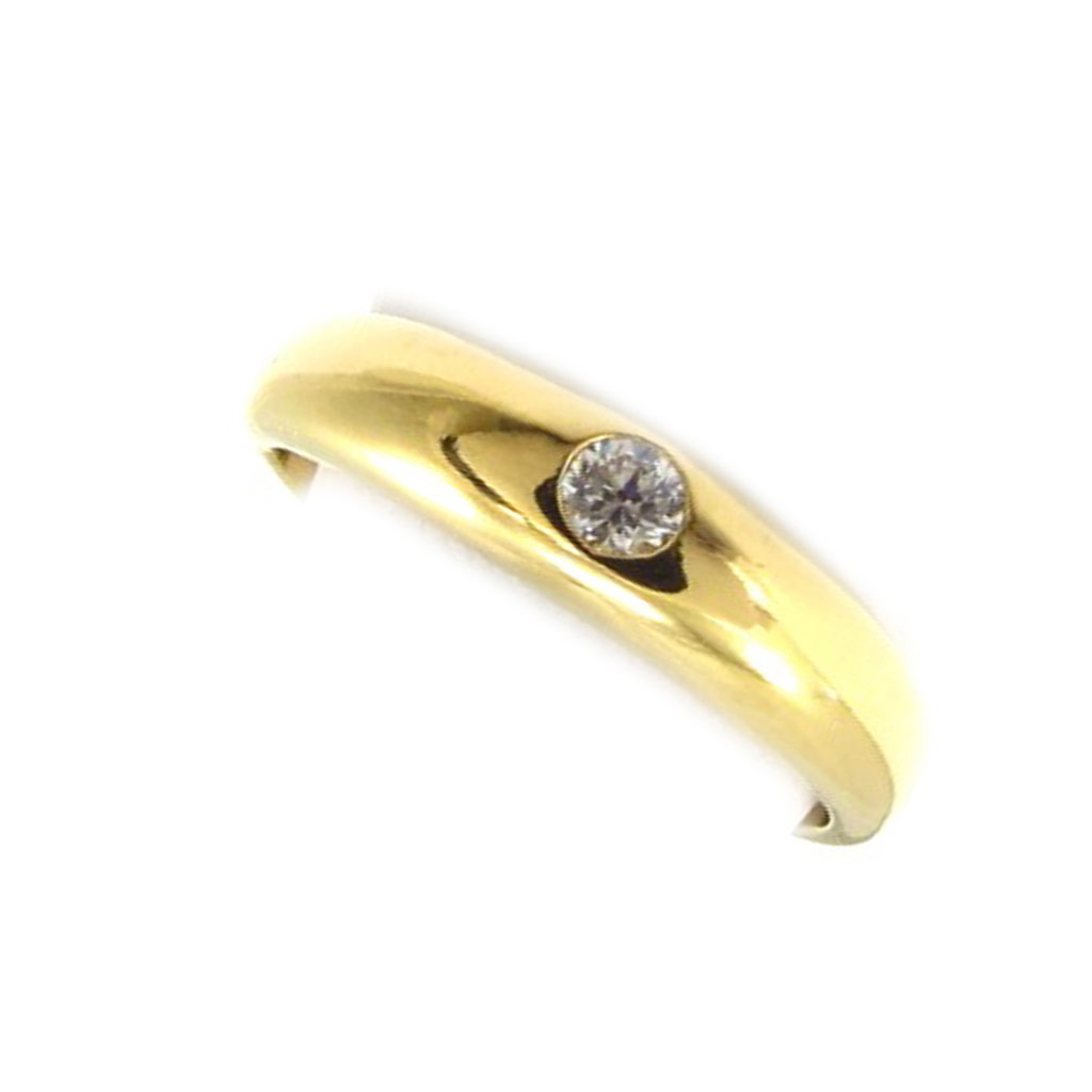 Solitaire Plaqué Or \'Unique\' blanc doré  - 4 mm - [K4628]