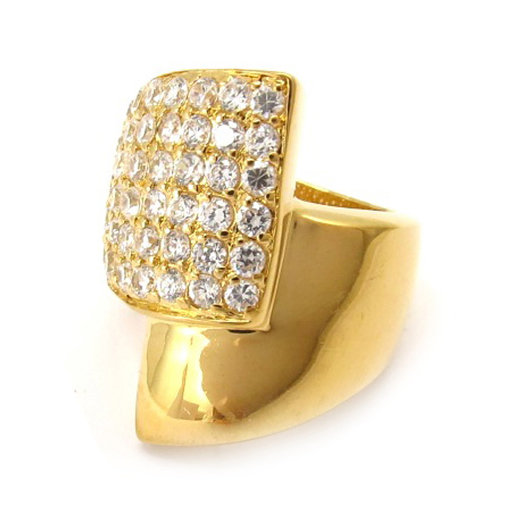 Bague Plaqué Or \'Déesse\' Blanc doré - 28 mm - [K4649]