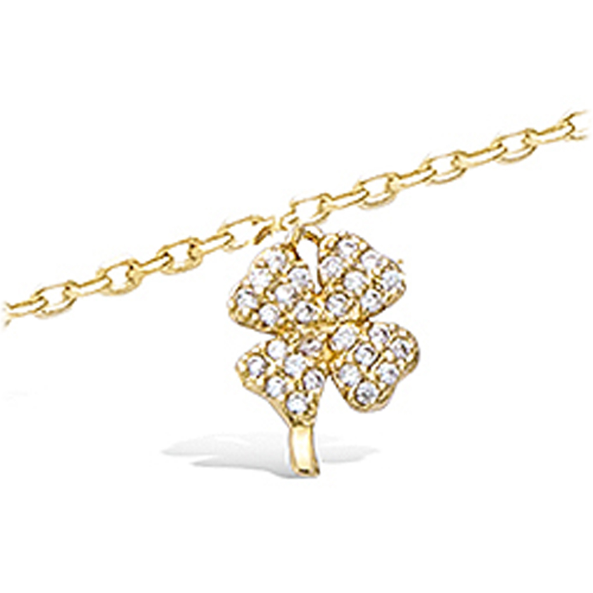 Chaîne Cheville plaqué or \'Trèfle\' blanc doré - 10x8 mm - [K9115]