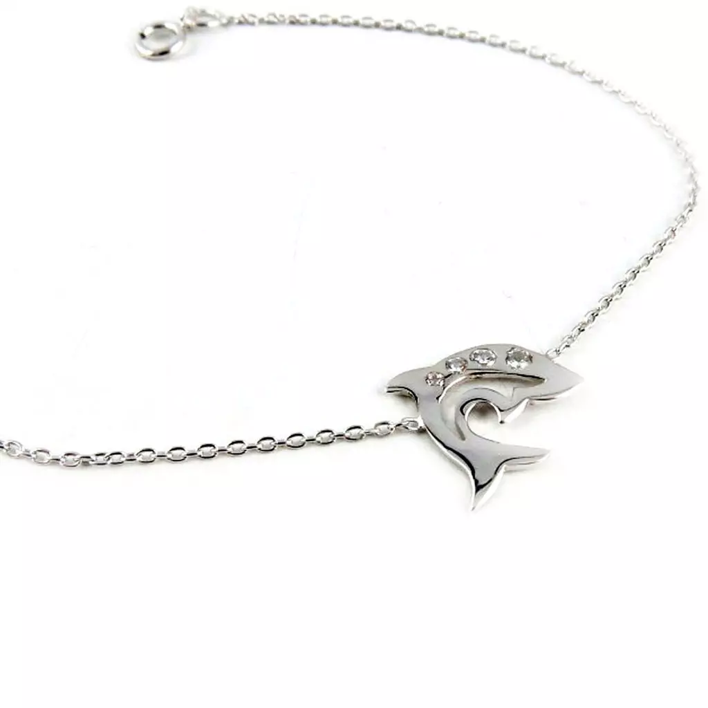 les trésors de lily Bracelet Argent 'Dauphin' blanc argenté (rhodié) 15x12 mm [K9567]