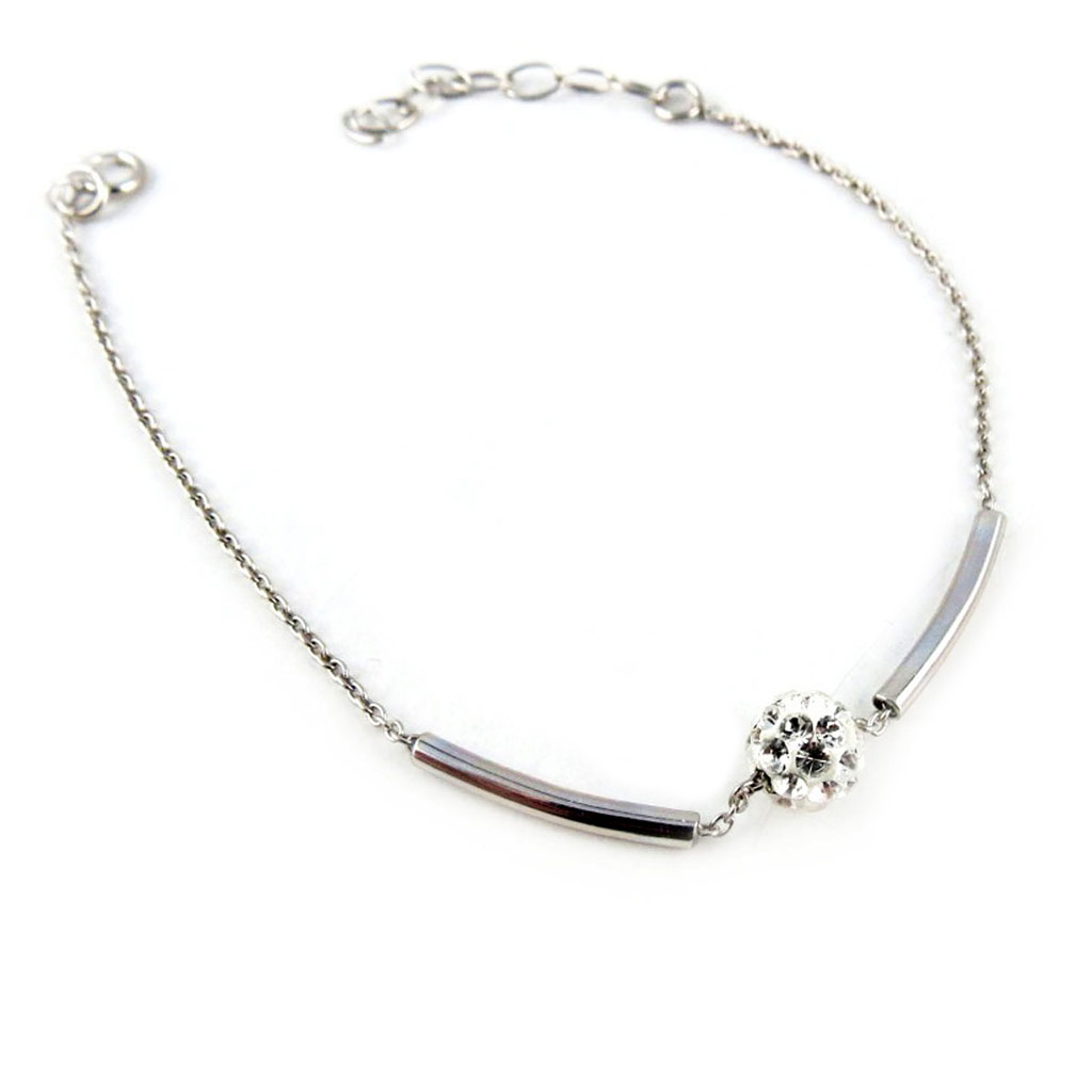 Bracelet Argent \'Sissi\' blanc argenté (rhodié) - 6 mm - [K9568]