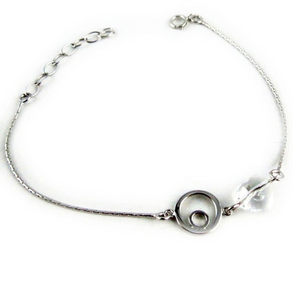 Bracelet Argent \'Love\' blanc argenté - 9 mm - [K9574]