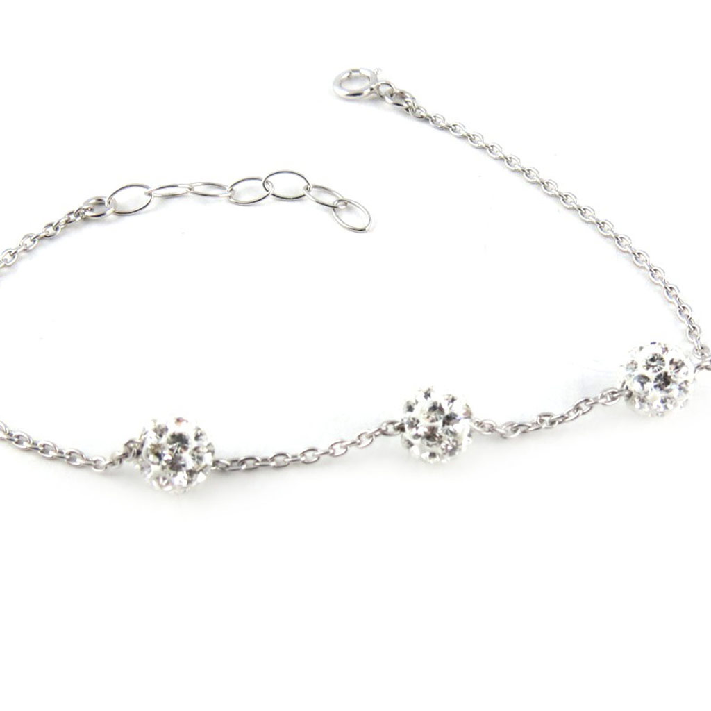 Bracelet Argent \'Sissi\' blanc argenté - 6 mm - [K9580]