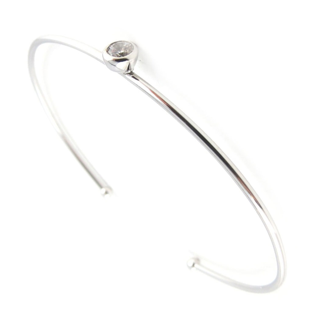 Bracelet Argent \'Unique\' blanc argenté -  6 cm, 4 mm - [K9589]