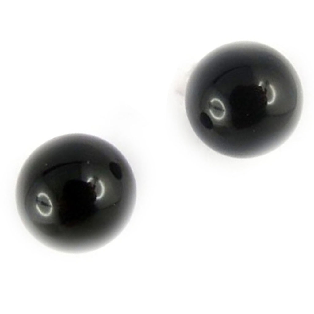 Boucles plaqué or \'Mineralia\' onyx - 8 mm - [K9626]