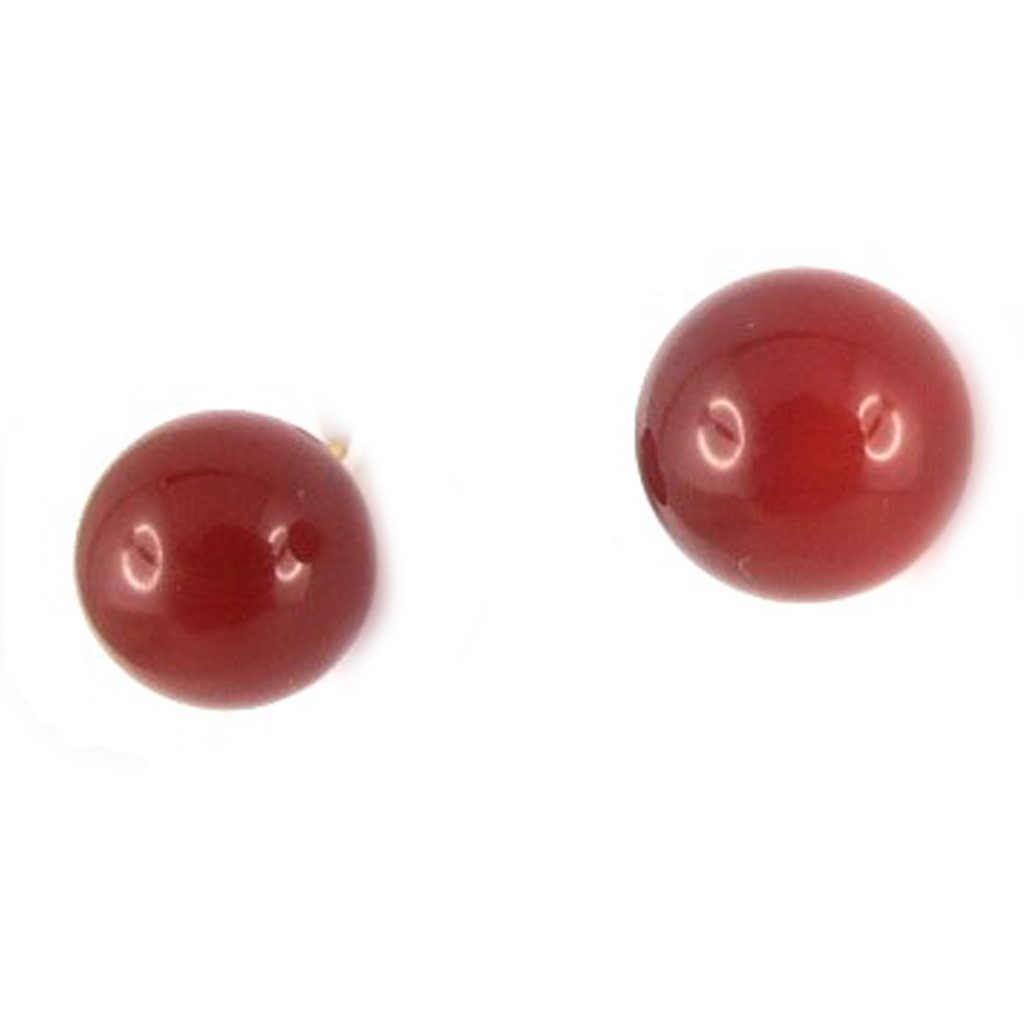 Boucles plaqué or \'Mineralia\' rouge cornaline - 8 mm - [K9627]