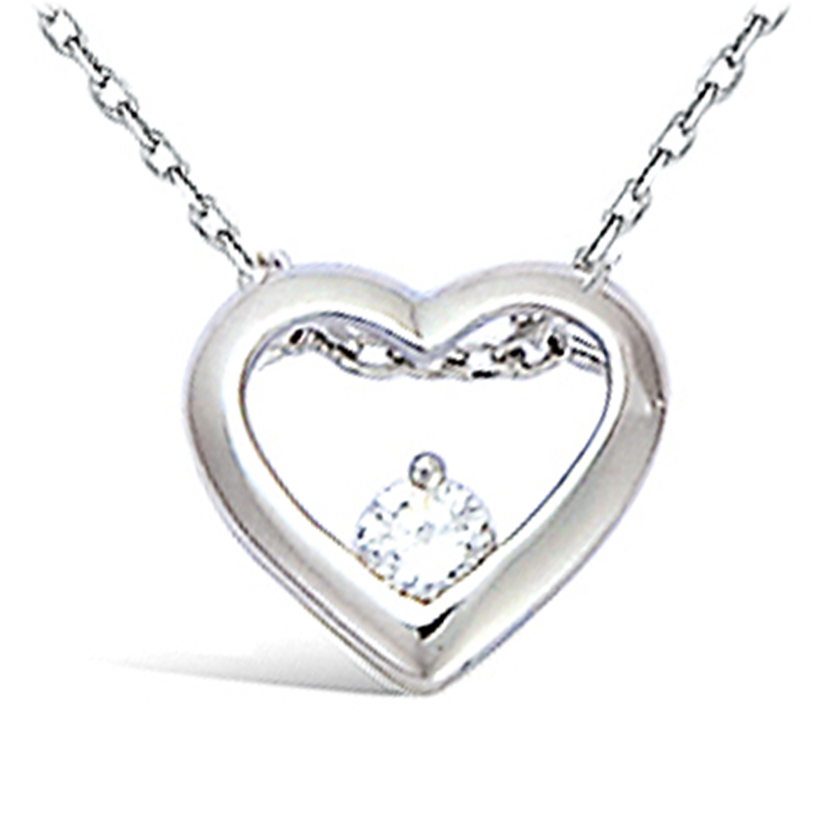 Collier Argent \'Love\' blanc argenté (rhodié) - 13x12 mm - [L2036]