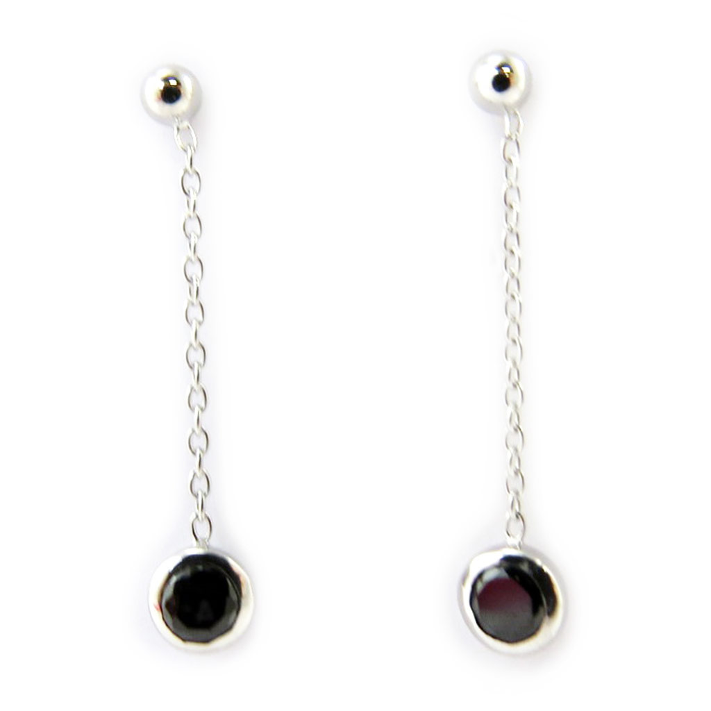 Boucles Argent \'Sissi\' noir argenté - 28x5 mm - [L9750]
