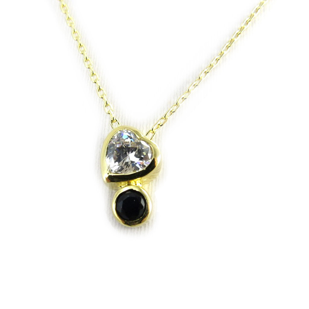 Collier Plaqué-Or \'Love\' bleu blanc - 12x7 mm - [L9765]