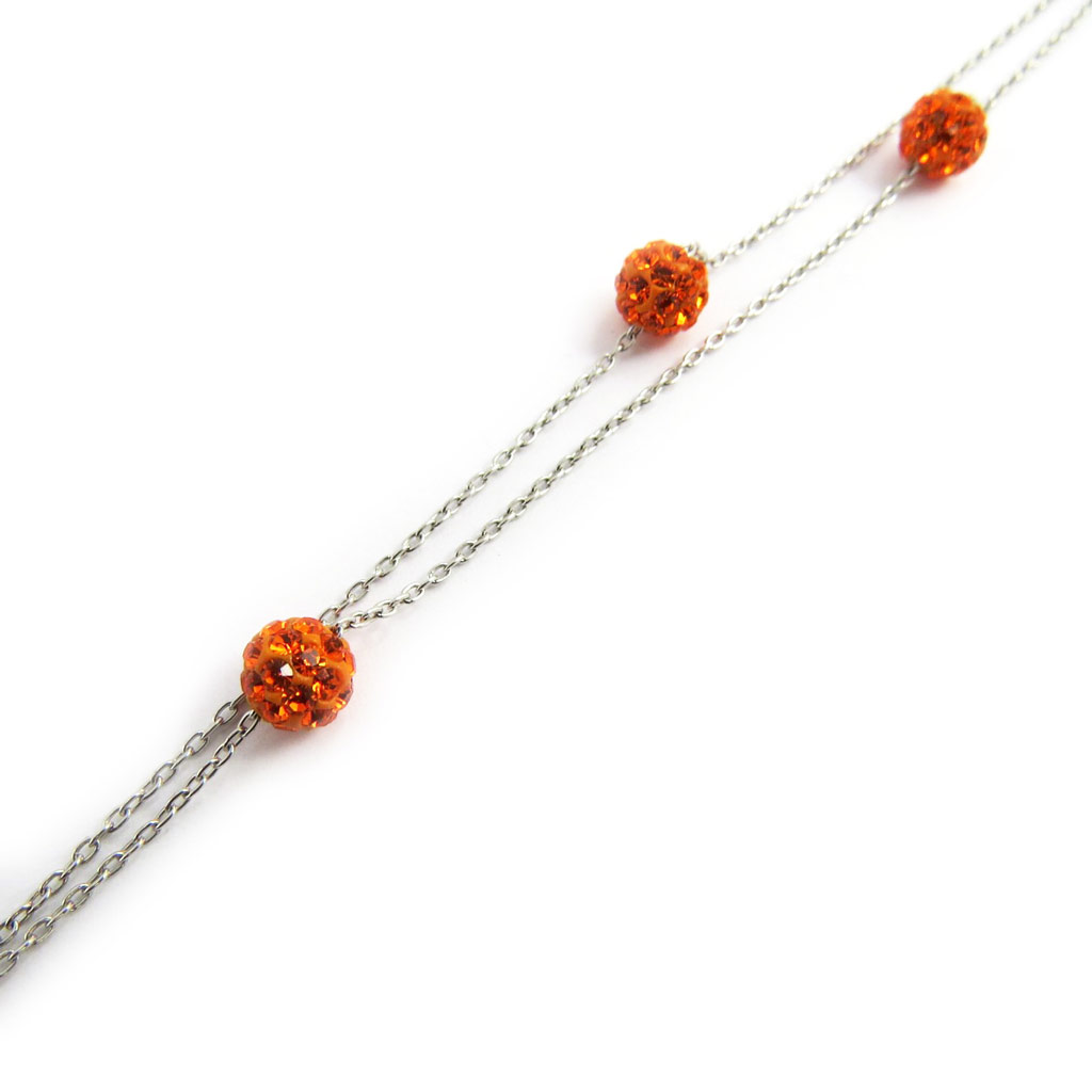 Bracelet Argent \'Sissi\' orange argenté (rhodié) - 6 mm - [L9797]