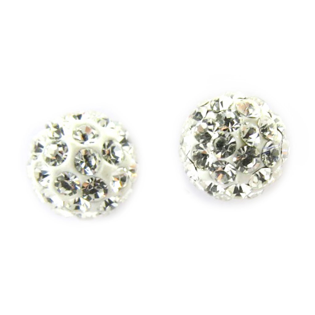 Boucles Argent \'Sissi\' blanc (cristal) - 7 mm - [M0930]