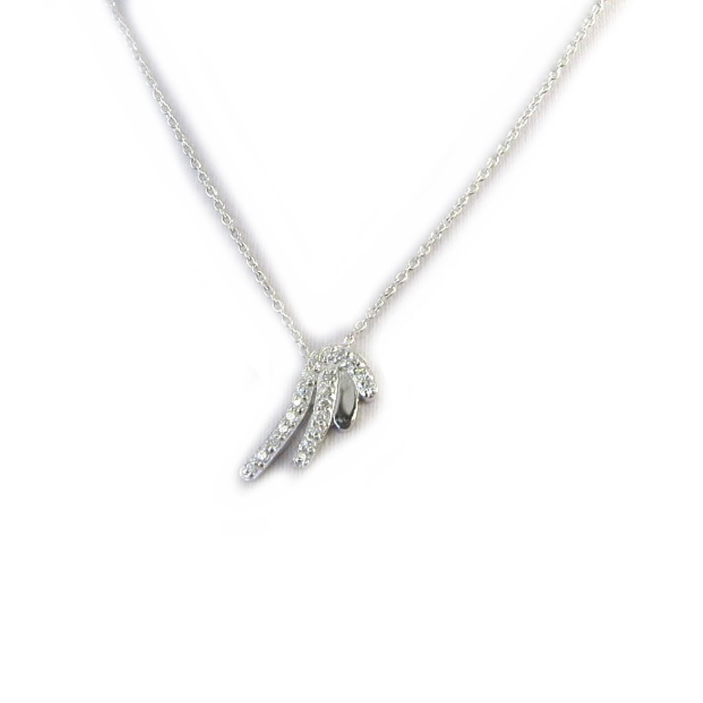 Collier Argent \'Les Ailes d\'Ange\' blanc argenté - 18x5 mm - [M1682]