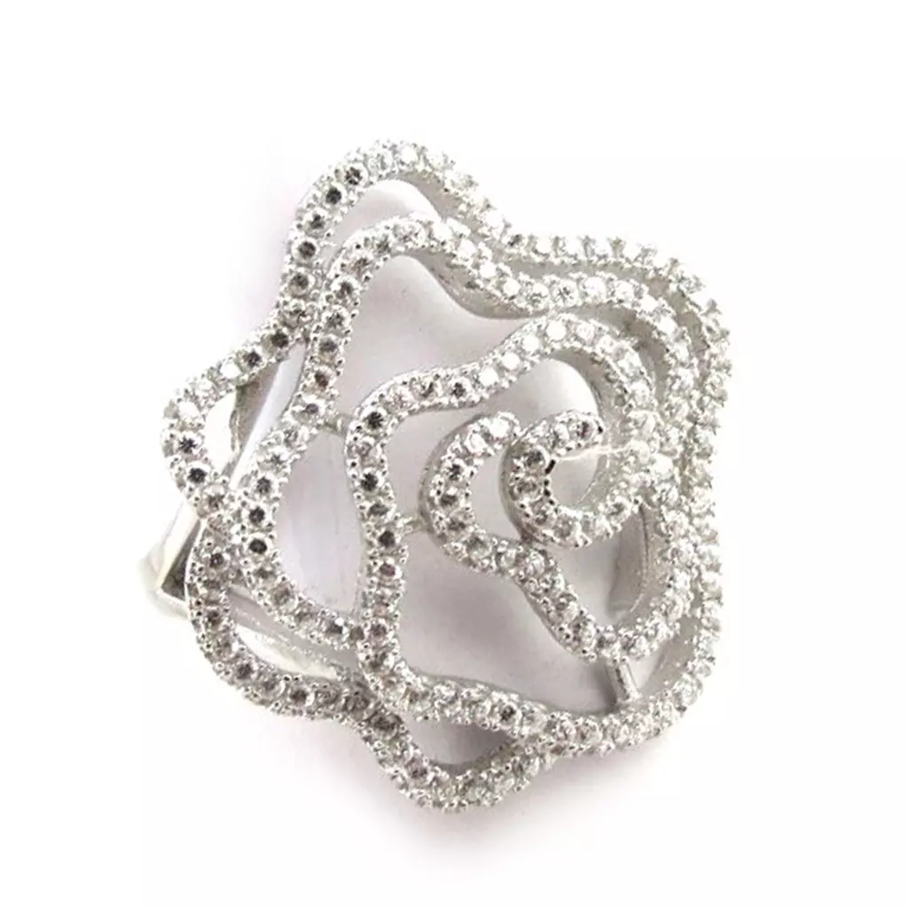 les trésors de lily Bague Argent 'Rosa Romantica' blanc [N1731]
