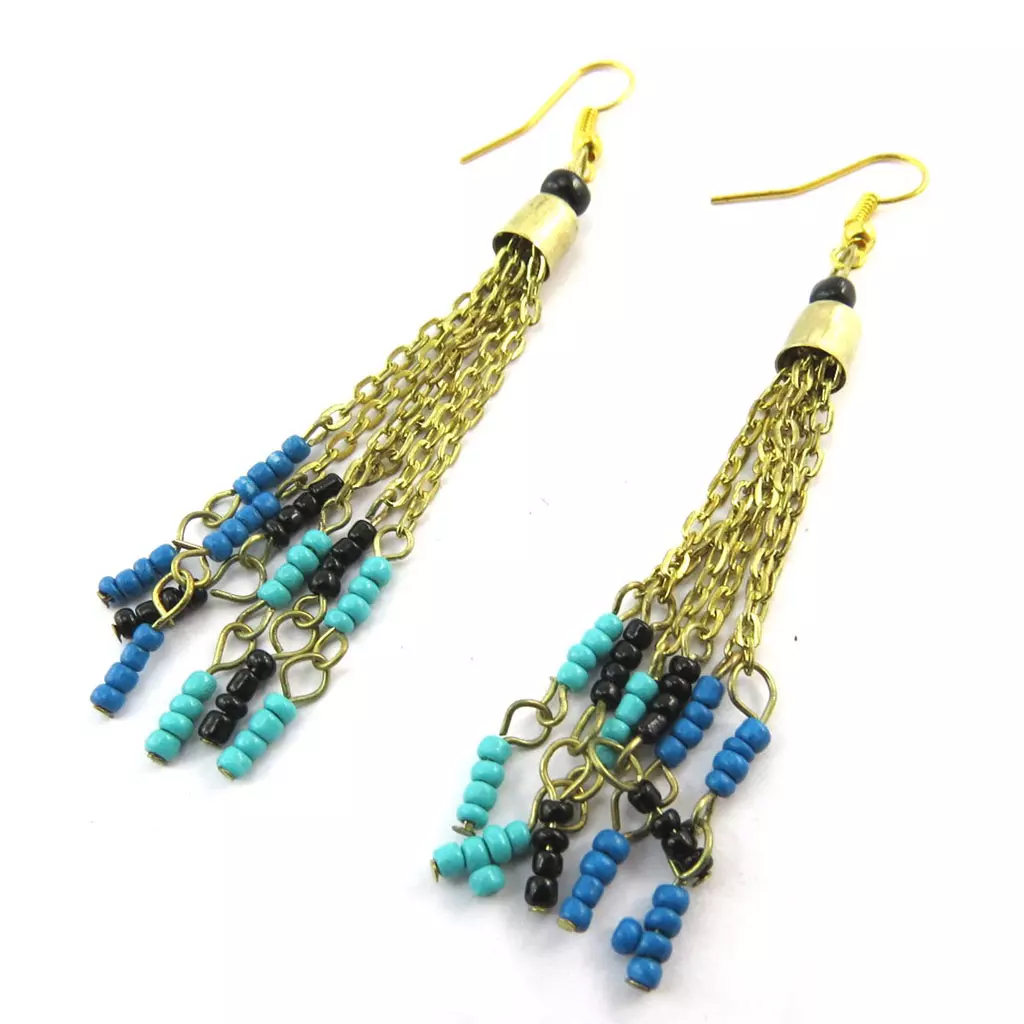 les trésors de lily Boucles Créateur 'Altaï' bleu doré [N3572]