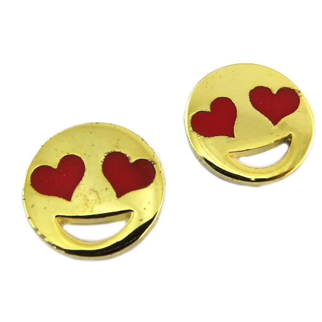 Boucles artisanales \'Icônes\' (love) rouge doré - 11 mm - [P8195]