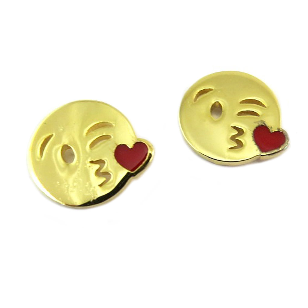 Boucles artisanales \'Icônes\' (kiss) rouge doré - 11 mm - [P8196]