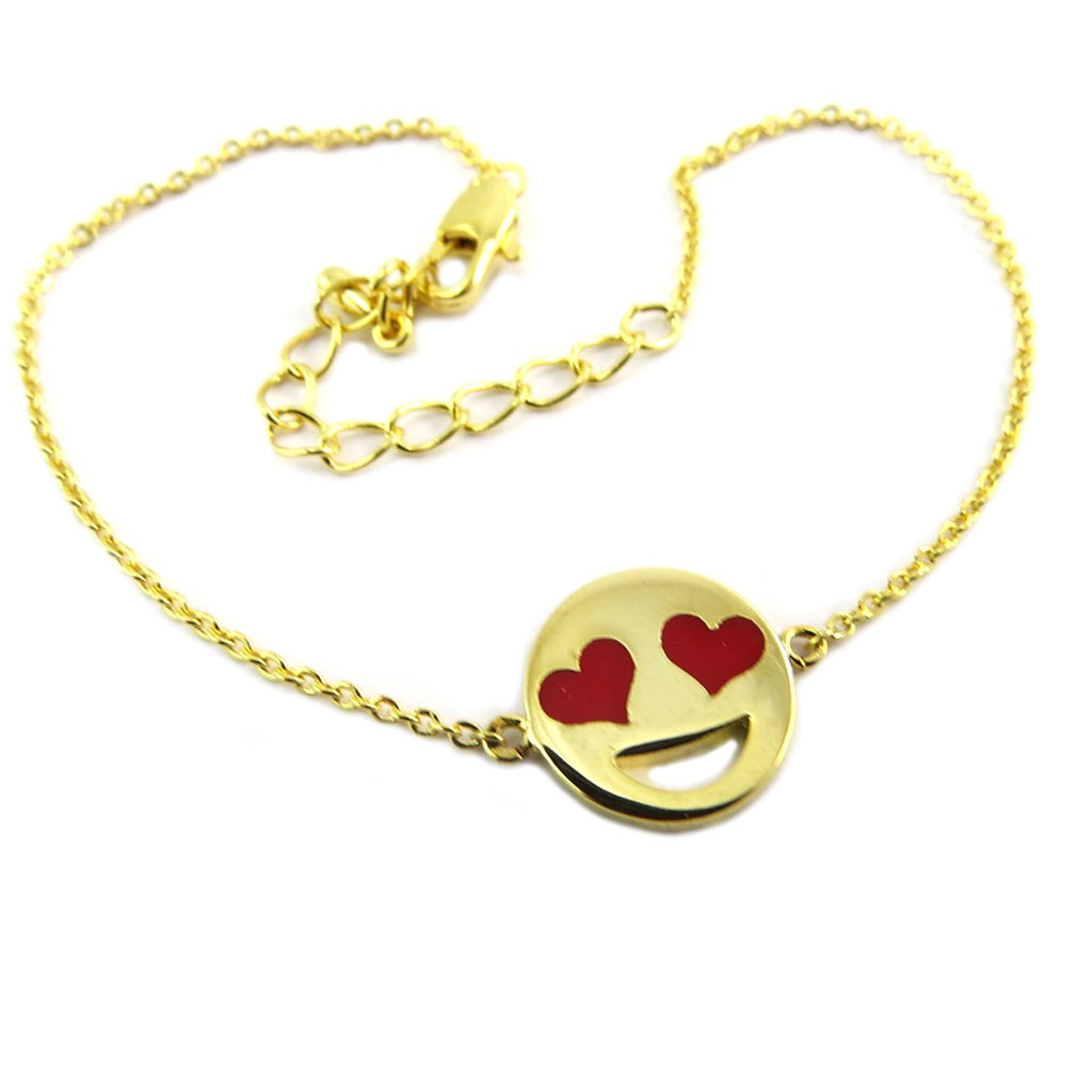 Bracelet artisanal \'Icônes\' (love) rouge doré - 11x11 mm - [P8257]
