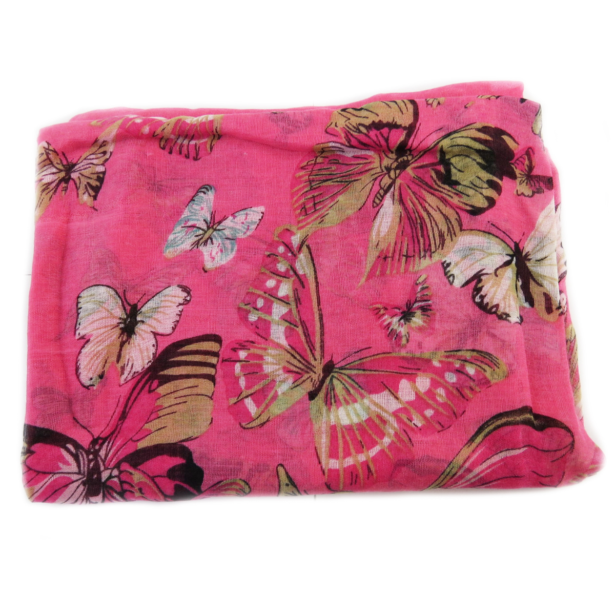 Echarpe viscose \'Papillons\' rose - 110x170 cm - [Q5248]