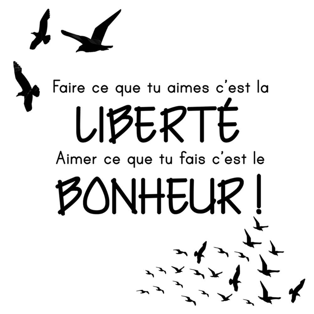 Planche de stickers \'Liberté, Bonheur\' noir - 50x70 cm - [Q7192]