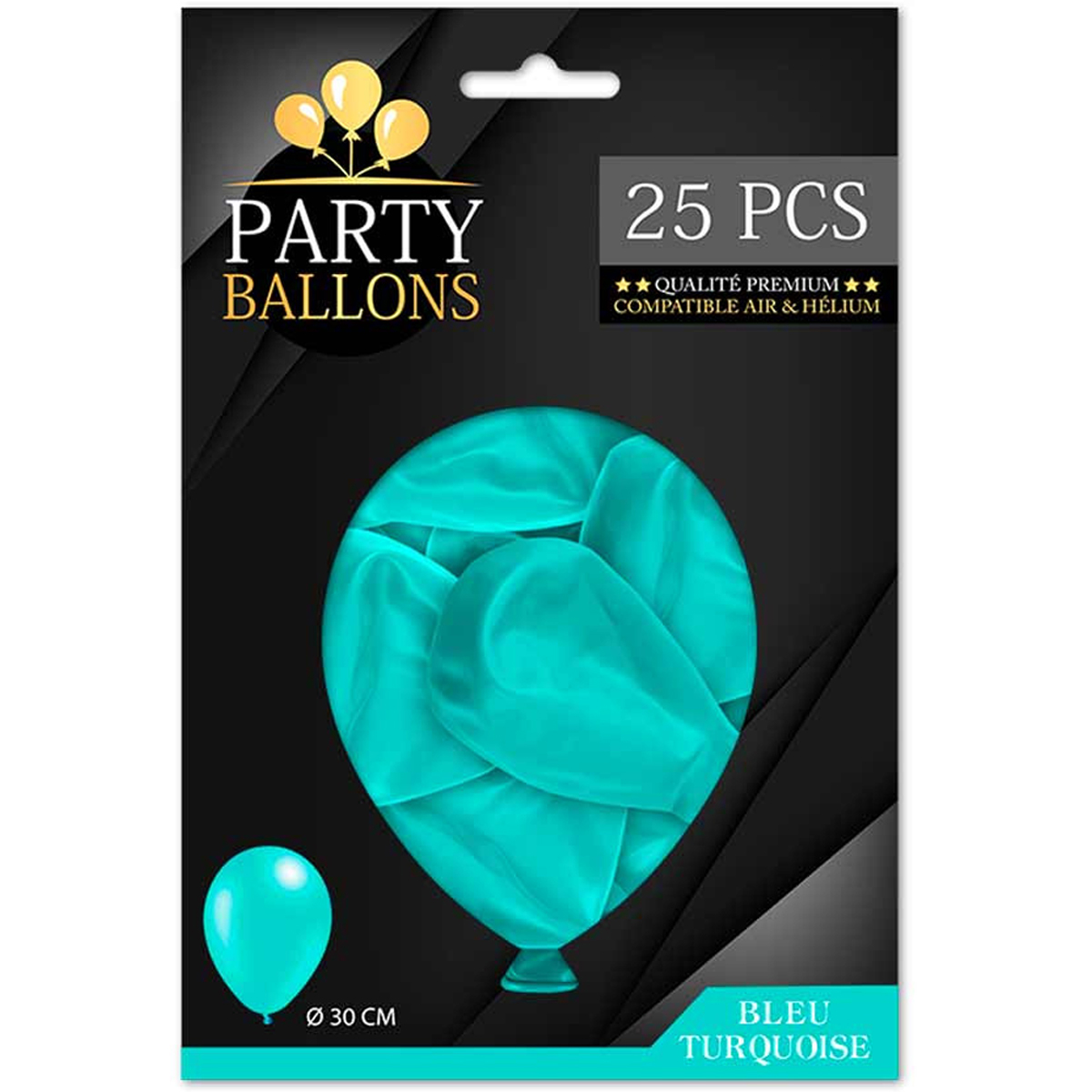 25 ballons métalliques latex \'Coloriage\' turquoise - 30 cm - [R0426]