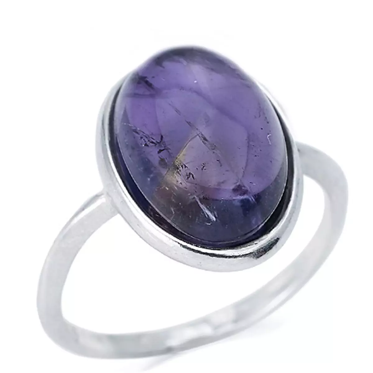 les trésors de lily Bague Argent 'Meghan' améthyste argenté (rhodié) 16x11 mm [R0790]