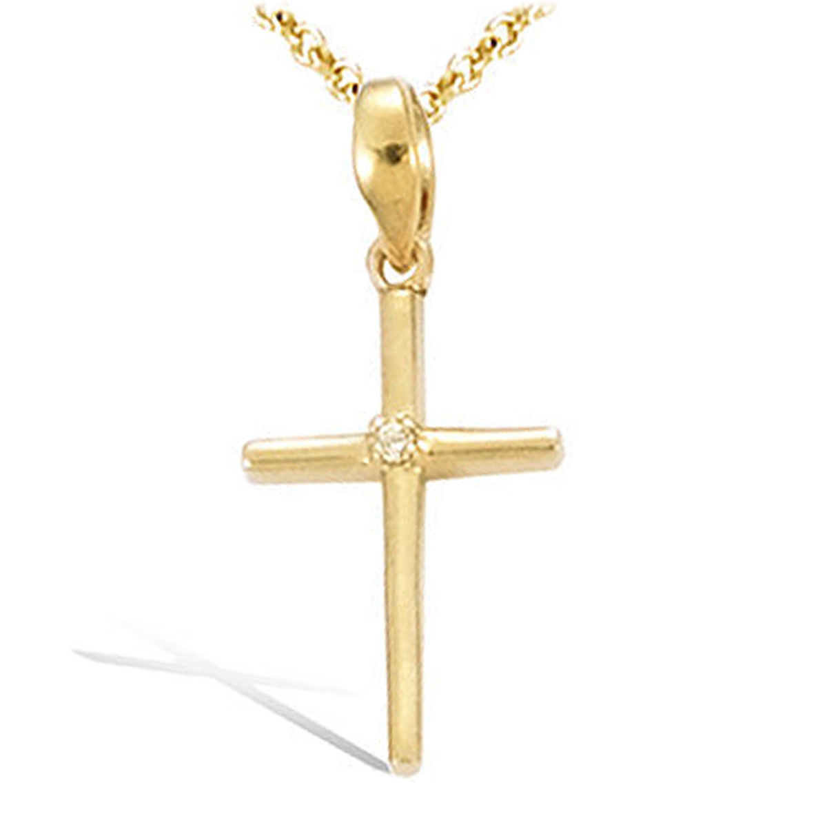 Pendentif Plaqué Or \'Croix \' blanc doré - 15x10 mm - [R4184]