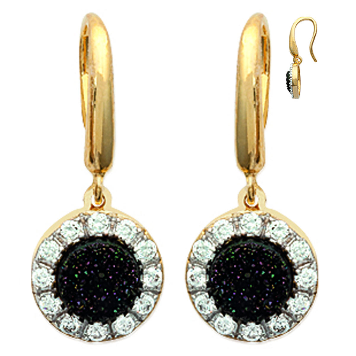 Boucles plaqué or \'Scarlett\' noir doré - 10 mm - [L0796]