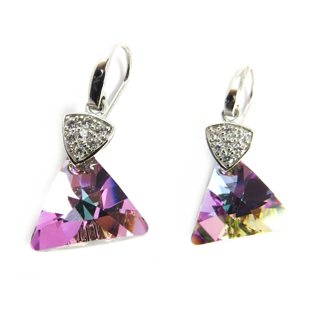 Boucles Argent \'Sissi\' violet (Crystal) - 20x20 mm - [M0954]