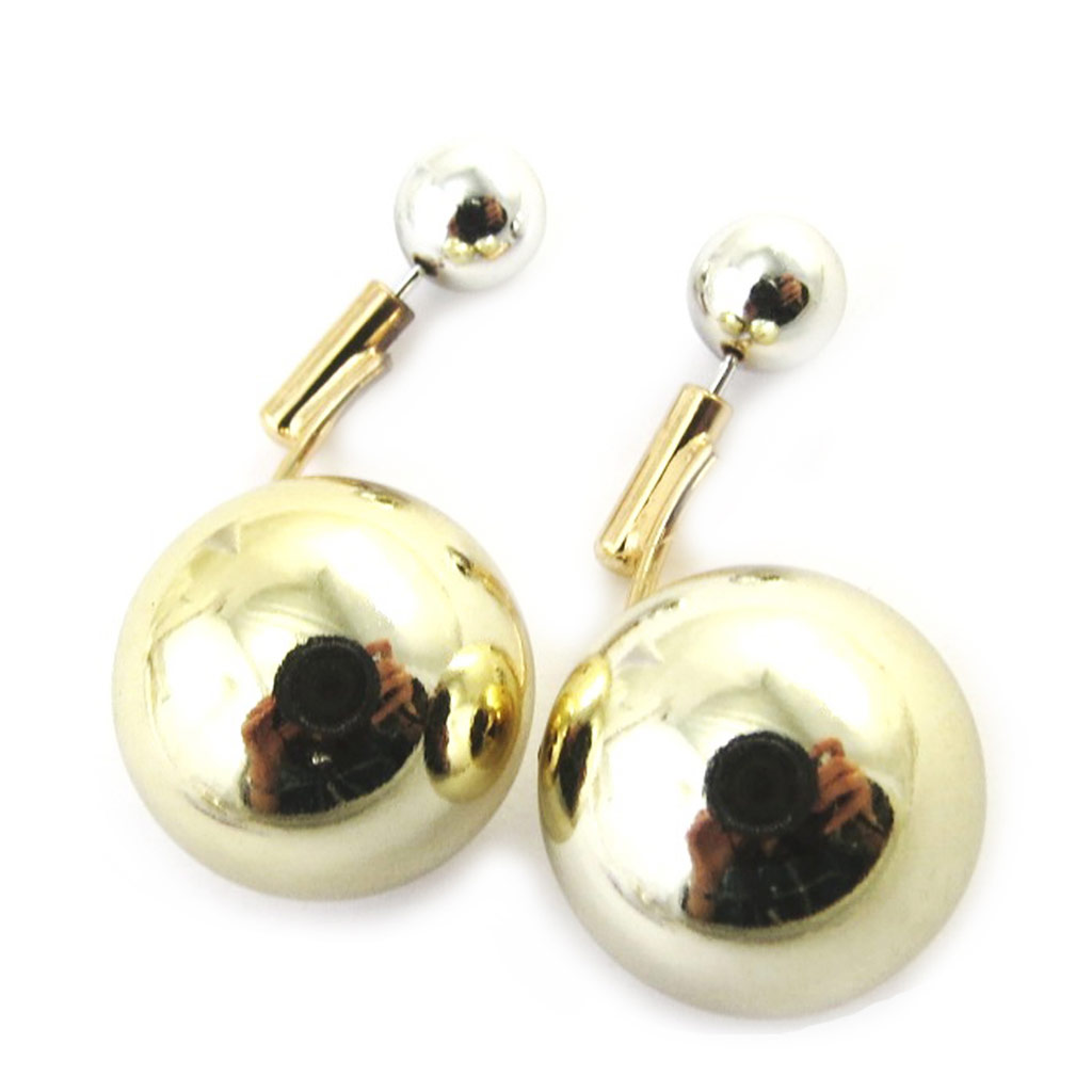 Boucles contours de lobes \'Billes\' argenté doré - [M8193]