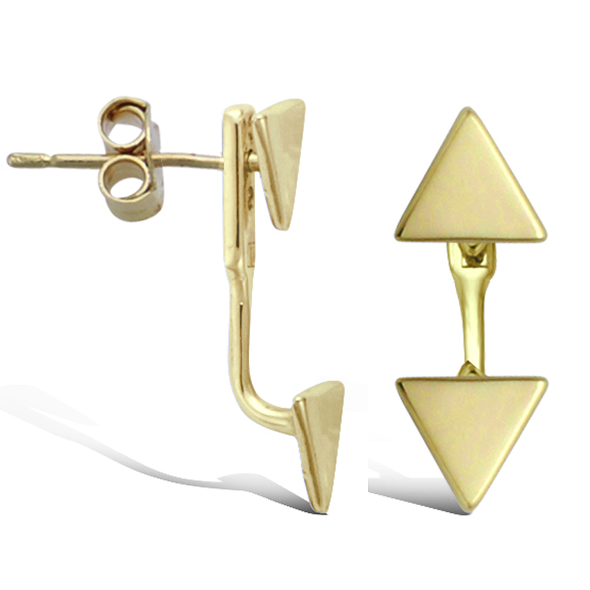Boucles contours de lobes plaqué or \'Triangles\' doré - 6x6 mm - [P1196]