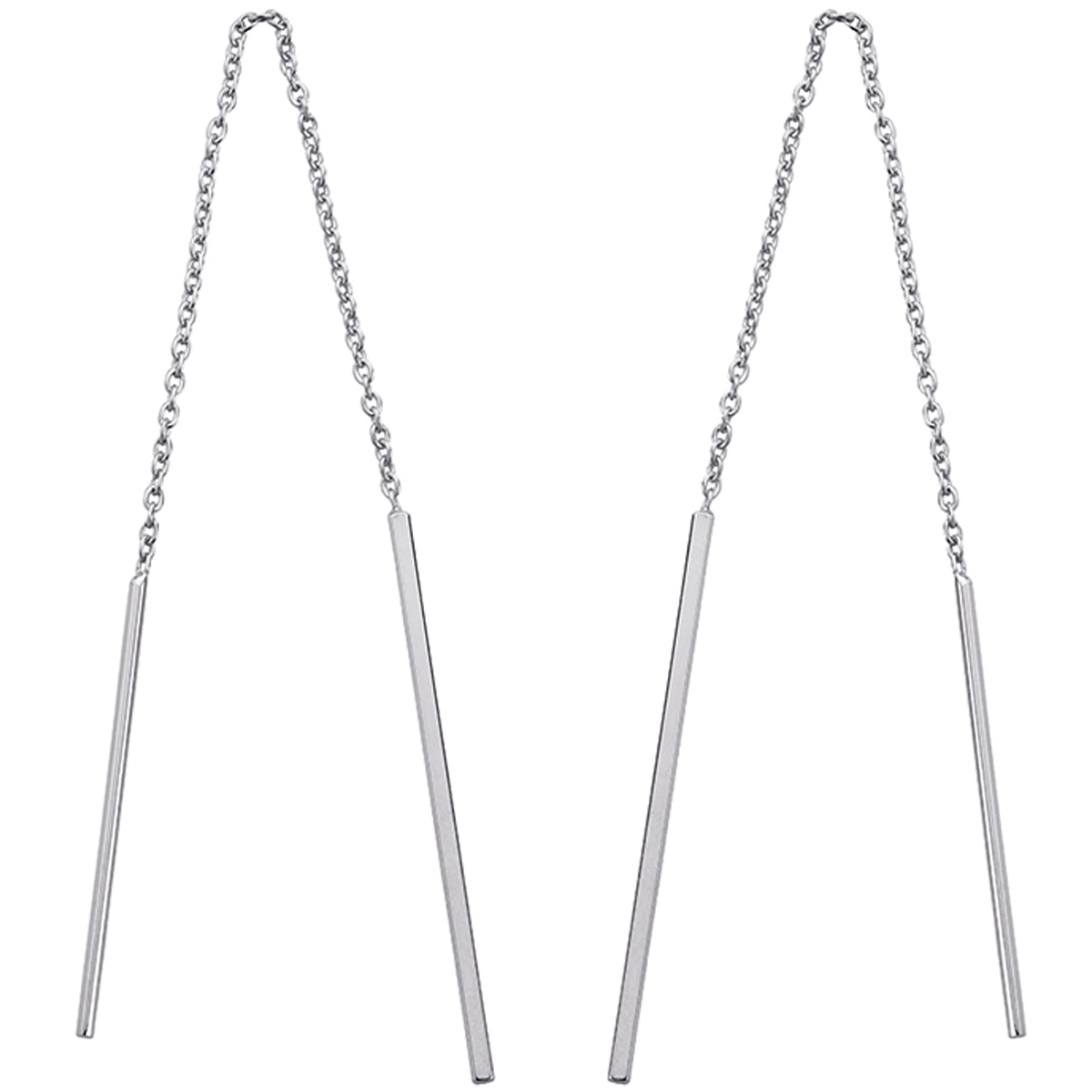 Boucles argent \'Chorégraphie\' (rhodié) - batons 30x1 mm - [P2419]