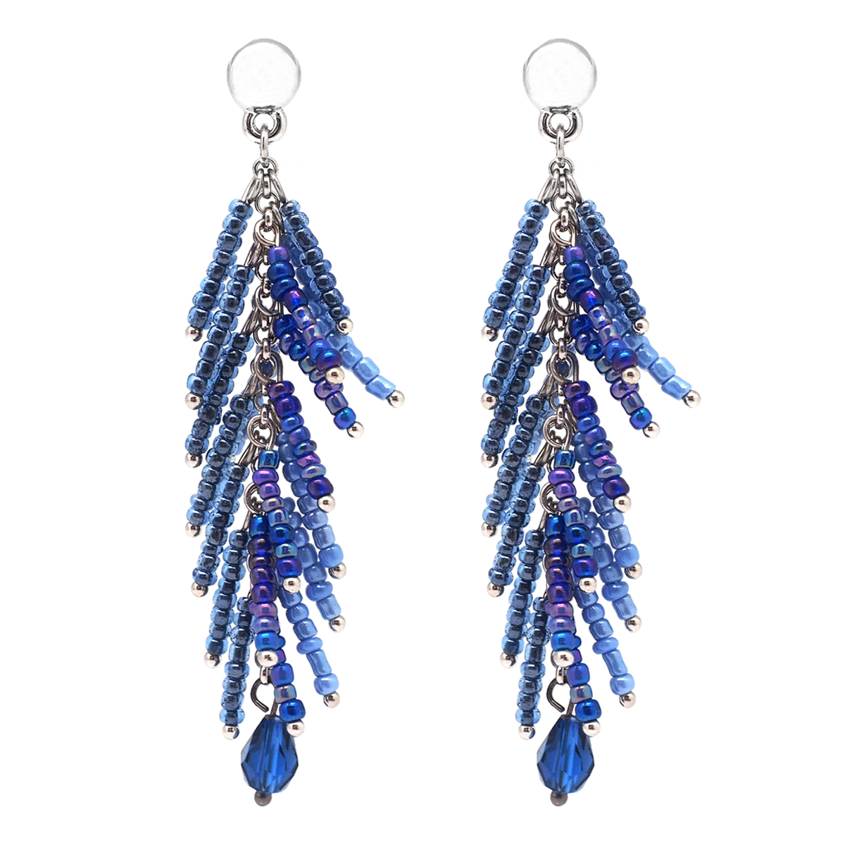 Boucles Créateur \'Acapulco\' bleu argenté - 75x20 mm - [Q2600]