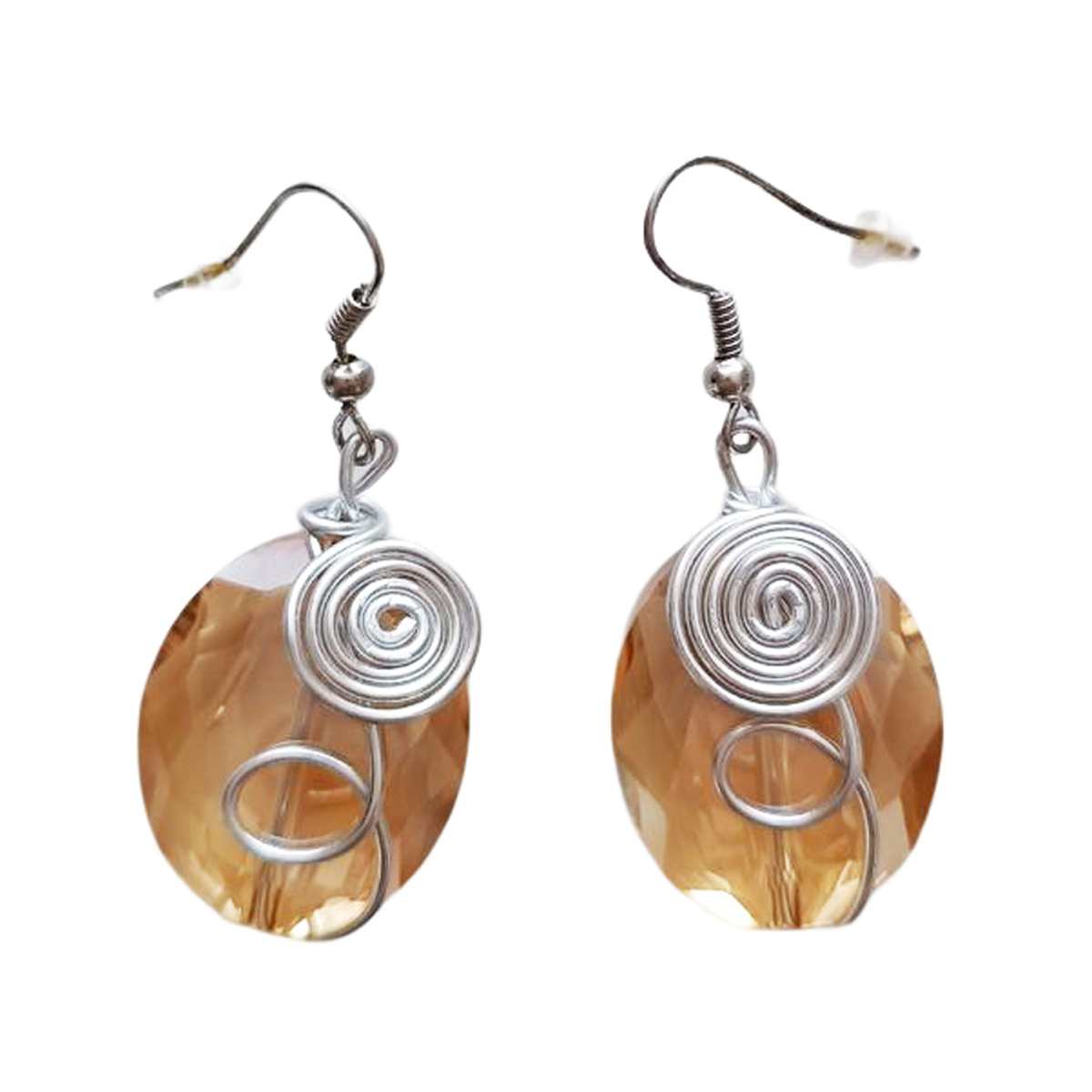 Boucles d\'oreilles \'Circe\' beige argenté - 25x20 cm - [R8171]