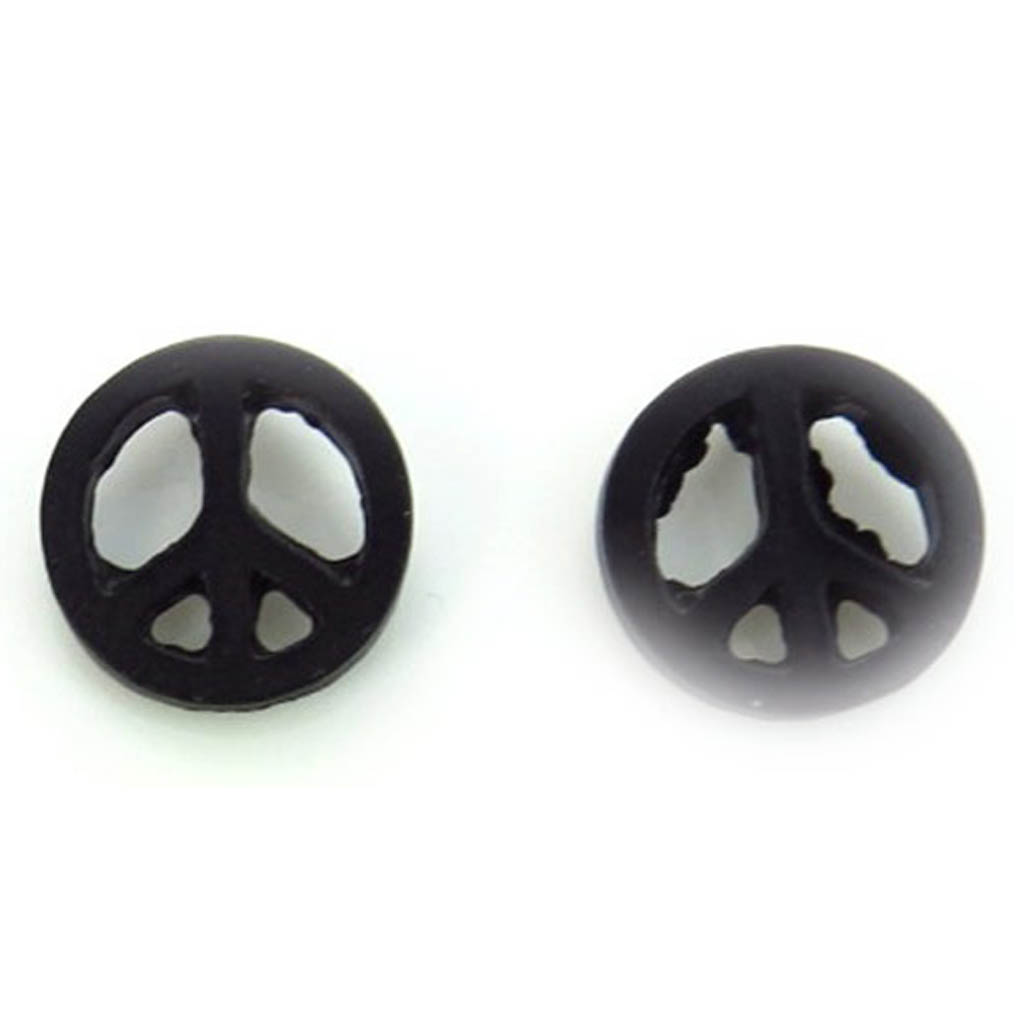 Boucles d\'oreilles \'Peace\' noir - 10 mm - [R9223]