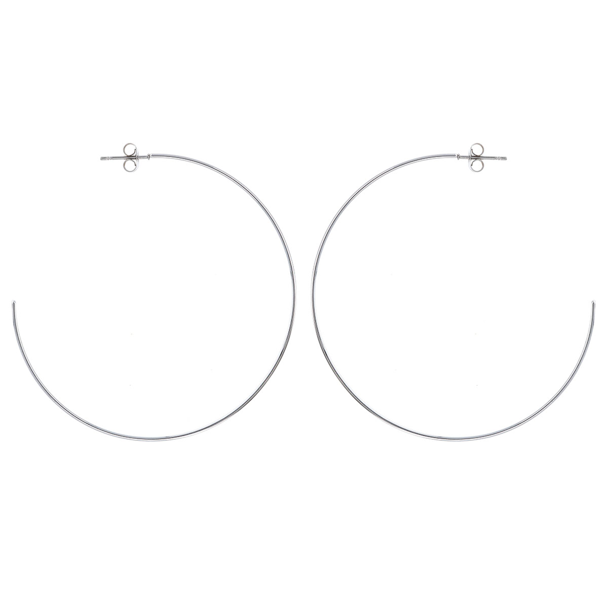 Créoles acier \'Chorégraphie\' argenté - 60 mm 3 mm - [R4877]
