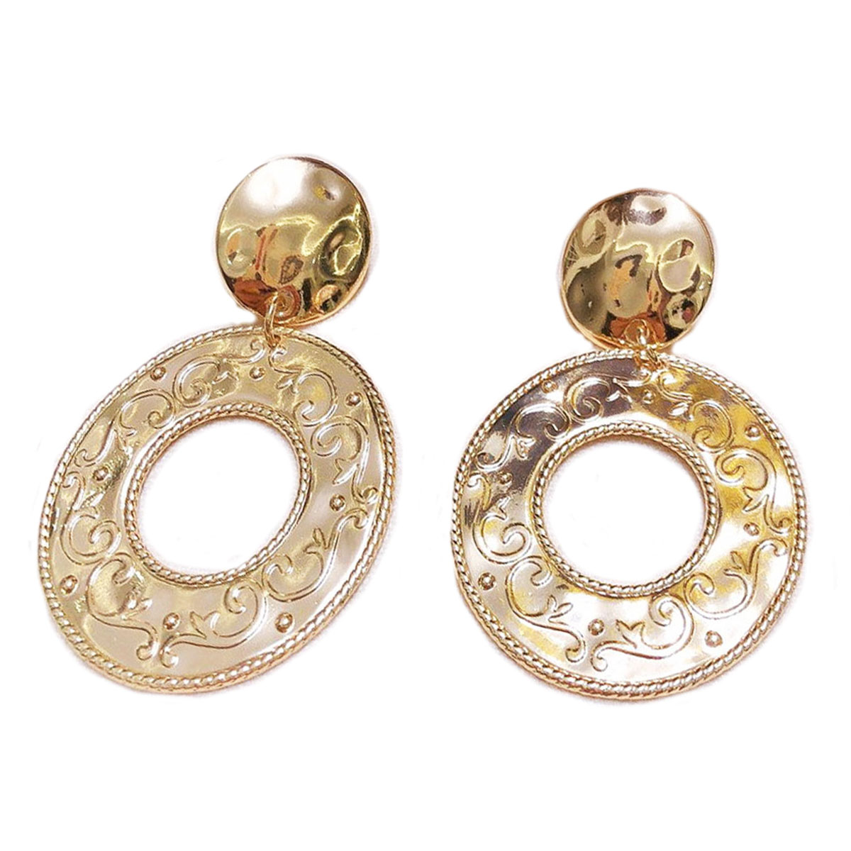 Boucles d\'oreilles créateur \'Cléopatra\' doré - 63x40 mm - [R6318]