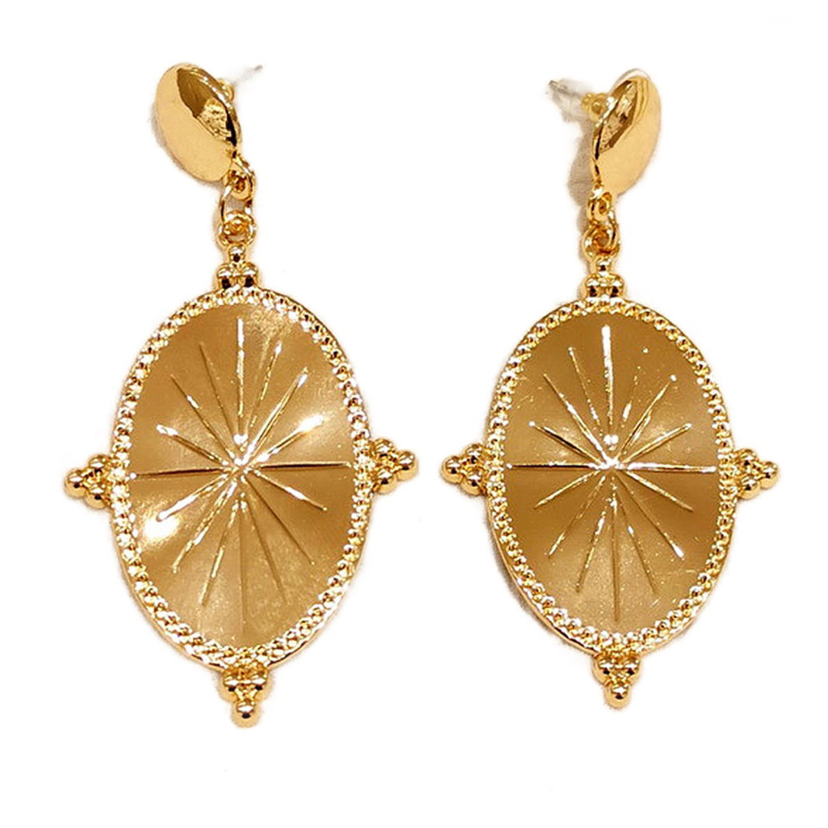 Boucles d\'oreilles créateur \'Cléopatra\' doré - 65x35 mm - [R6322]