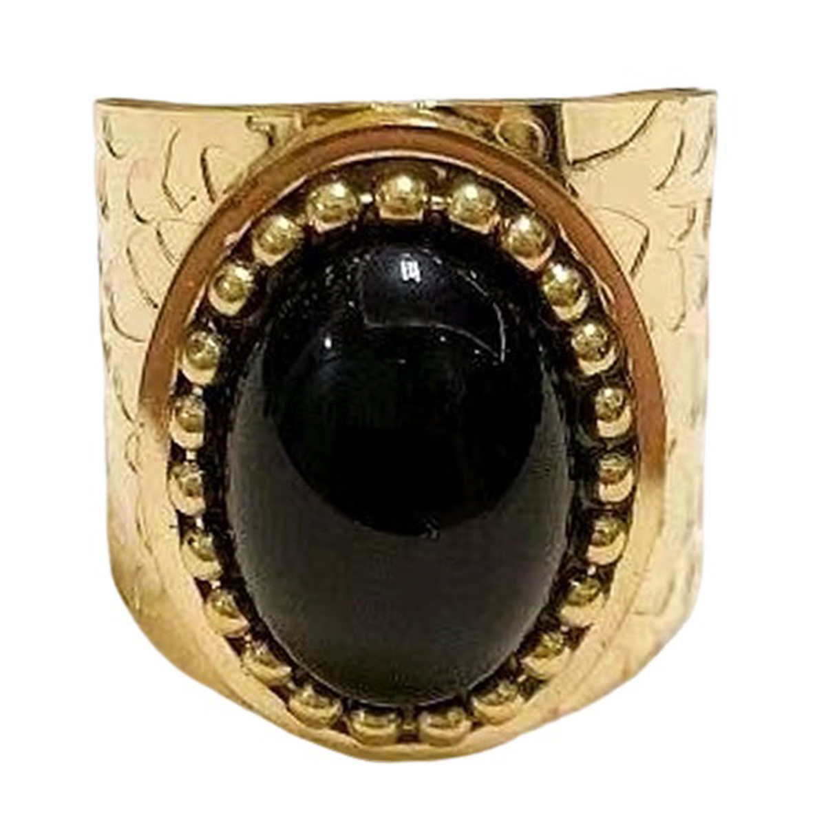 Bague créateur acier \'Cléopatra\' noir doré - 20 mm  - [R6359]
