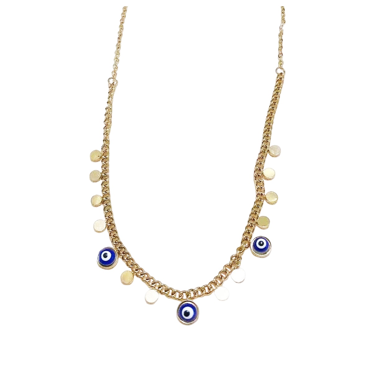Collier créateur acier \'Cléopatra\' bleu doré - 5 mm - [R6378]