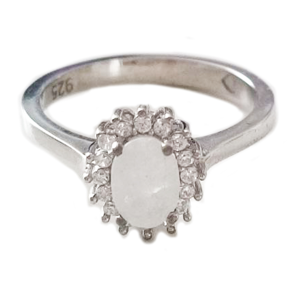 Bague Argent artisanale \'Sissi\' pierre de lune argenté - 10x8 mm - [R9445]