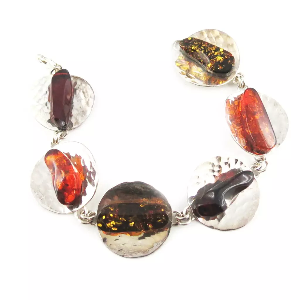 les trésors de lily Bracelet Argent 'Cleopatra' Ambre argenté 19 cm 24 mm [E3466]