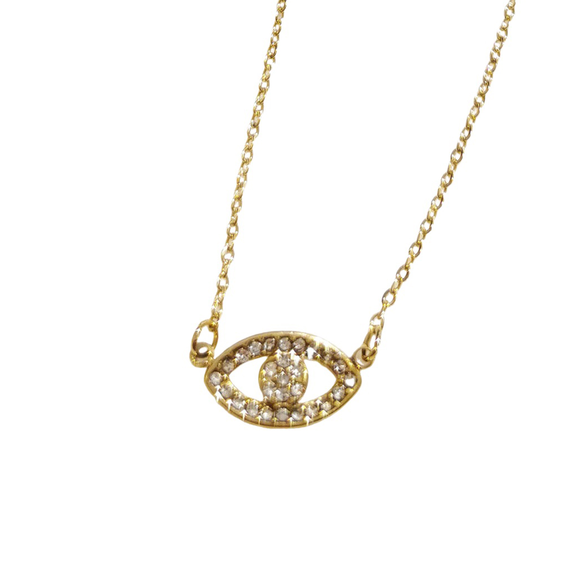 Collier créateur acier \'Cléopatra\' blanc doré - 12x7 mm (oeil) - [R6383]