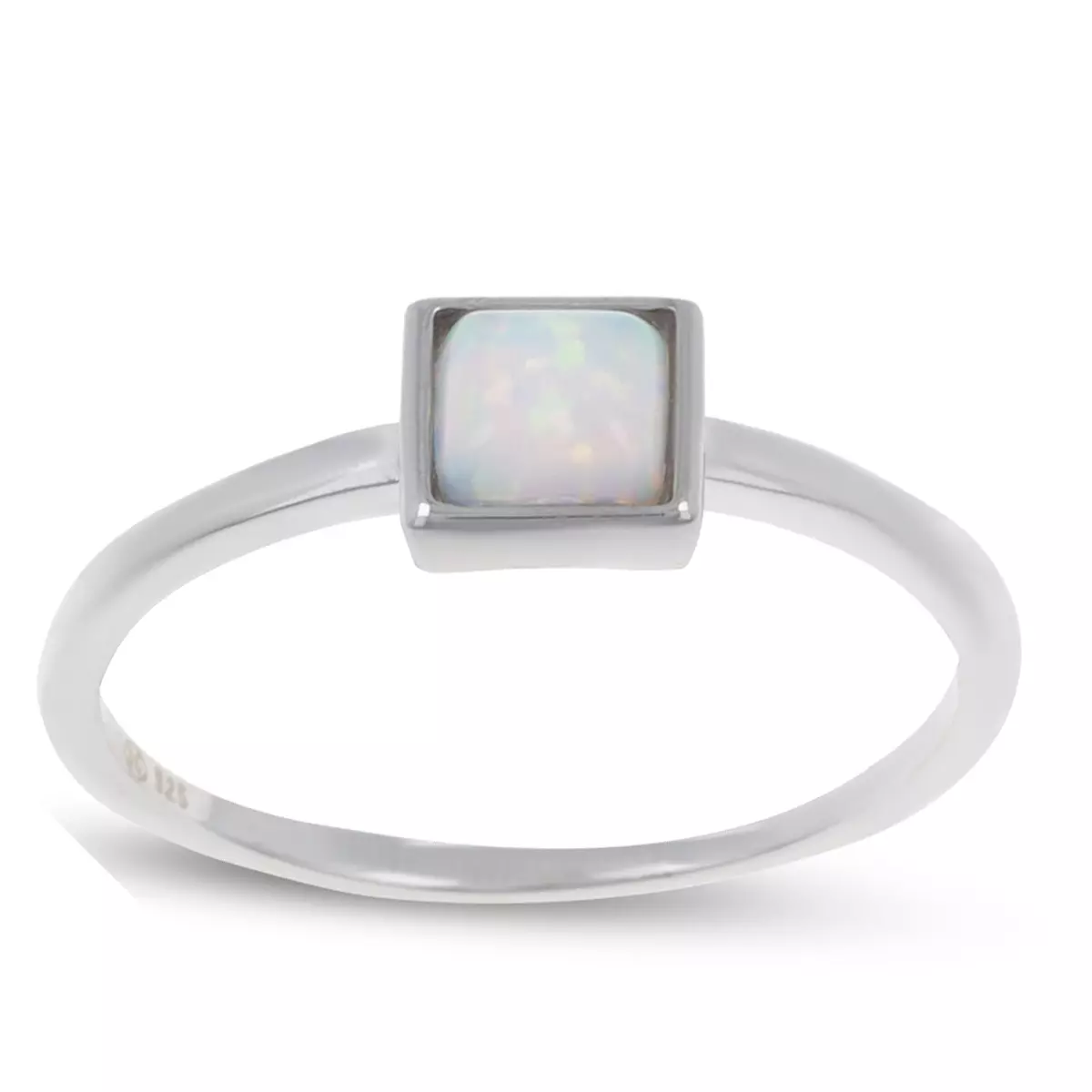 les trésors de lily Bague Argent 'Déesse Opale' blanc argenté (rhodié) 5x5 mm [R7273]