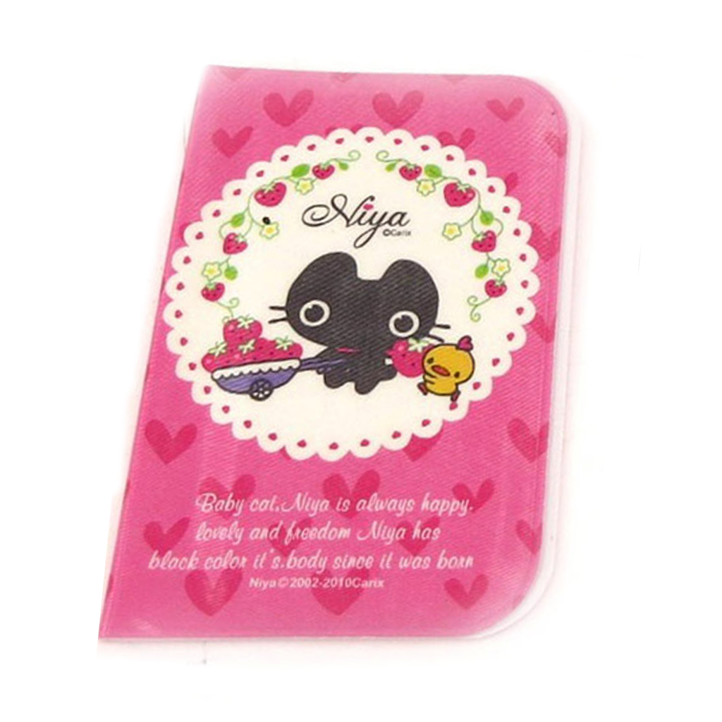Porte-cartes \'Chat Noir\' rose - 7x10 cm - [R9467]