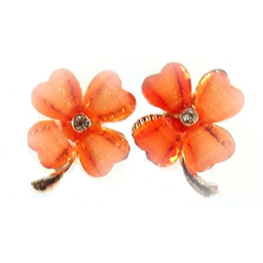 Boucles d\'oreilles \'Trèfles\' orange - 16x14 mm - [R9482]
